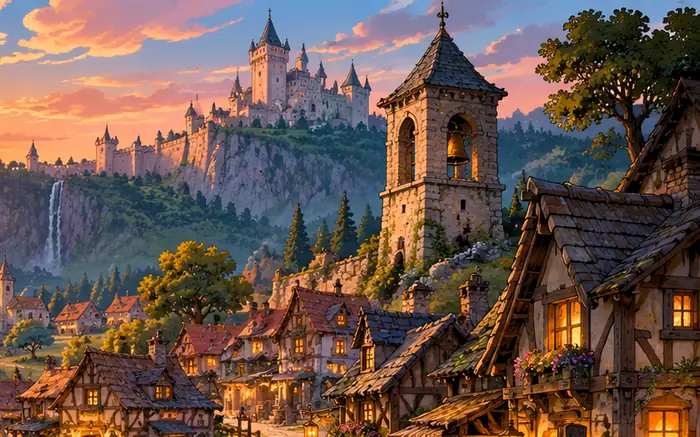 Enchanted castle atop cliffs