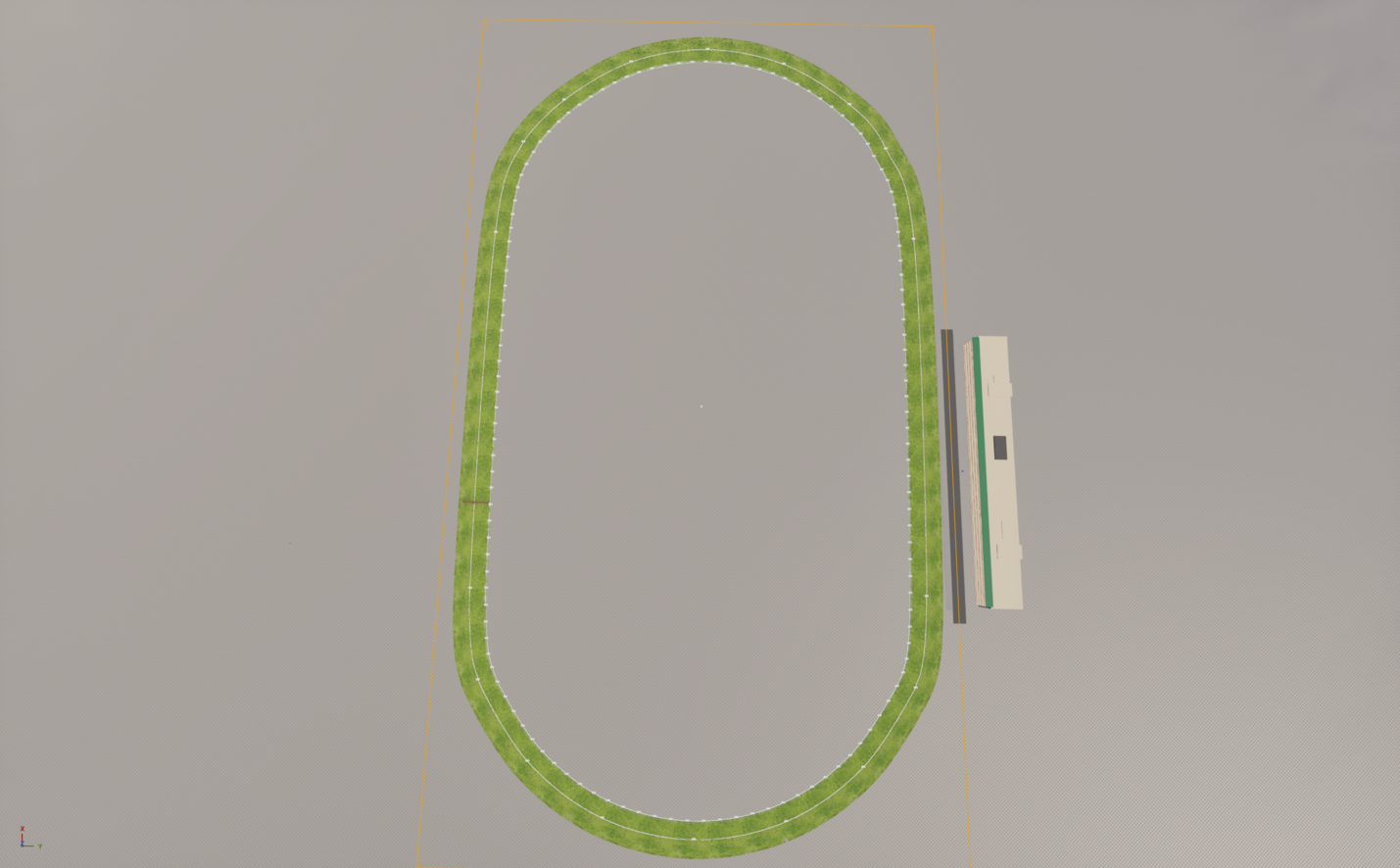 Early oval race track and public lodge built in Unreal Engine